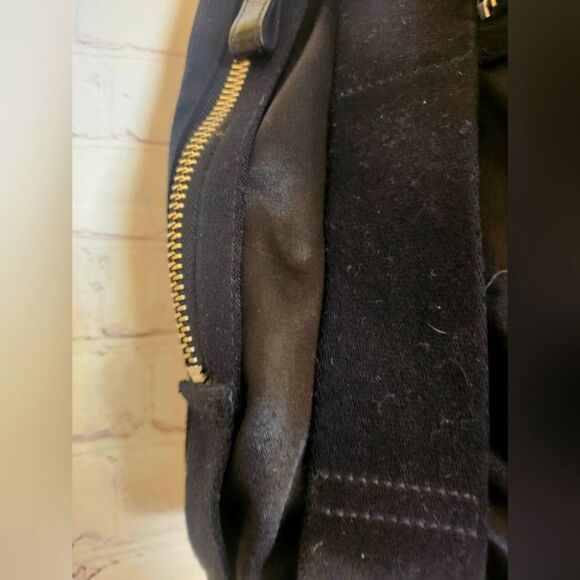 Vintage Pristine 1990s Juicy Couture Large Black Leather/Nylon Tote Bag w/Charm - Picture 3 of 8